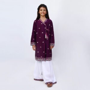 Angrakha Purple 2 Piece Embroidered Dress