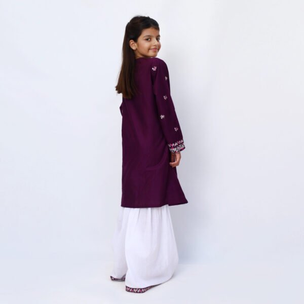 Angrakha Purple 2 Piece Embroidered Dress - Image 3