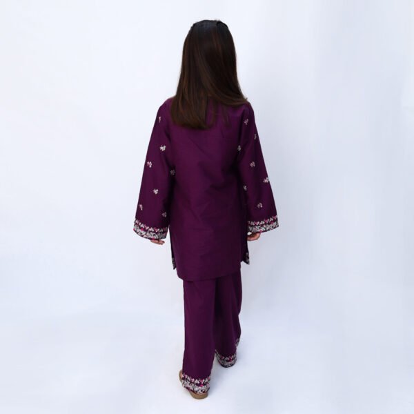 Plum Purple 2 Piece Embroidered Dress - Image 4