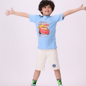 Speed Racer T-Shirt in sky blue with race car graphic.