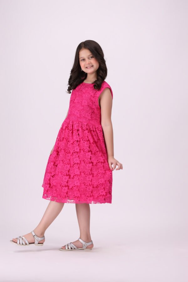 Cute & Elegant Mehak-e-Gulab Pink Frock for Kids | Premium Festive Wear - Image 7