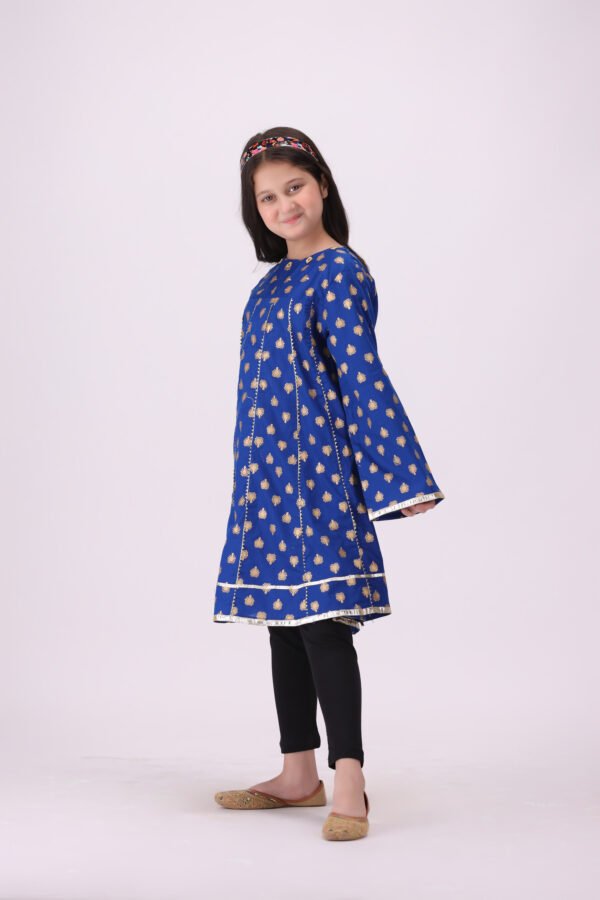 Rang-e-Falak – Royal Blue & Gold Frock for Kids | Premium Festive Elegance - Image 3