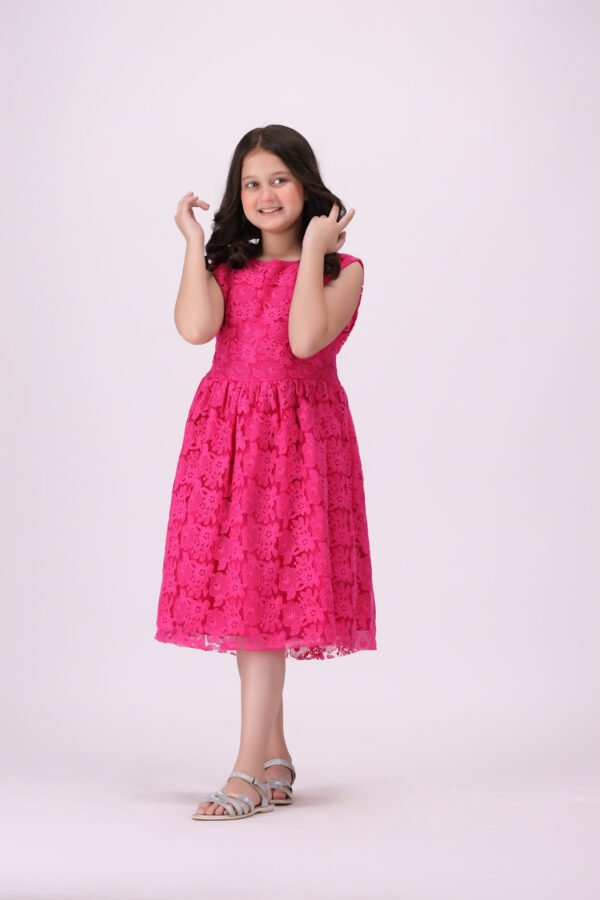 Cute & Elegant Mehak-e-Gulab Pink Frock for Kids | Premium Festive Wear - Image 5