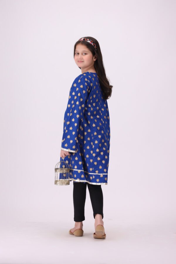 Rang-e-Falak – Royal Blue & Gold Frock for Kids | Premium Festive Elegance - Image 4