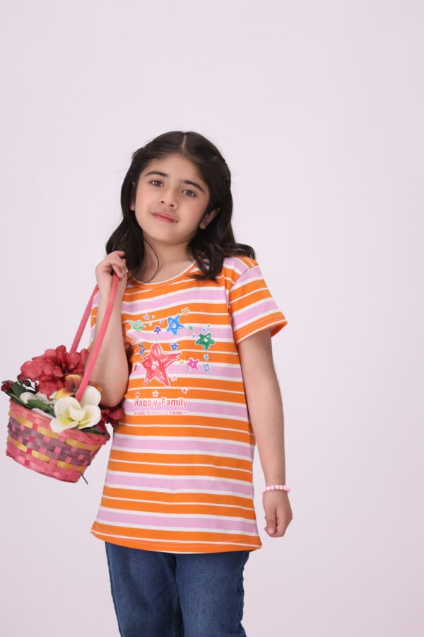 Stylish Girls Striped T-Shirt - Soft, Fun, and Vibrant - Image 5