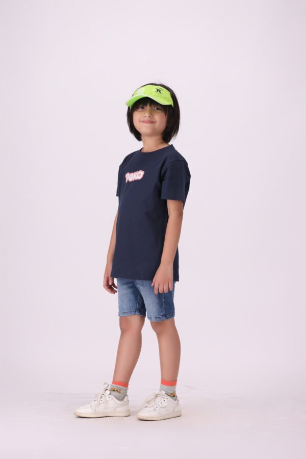 Premium Comfort & Style Peko Street Style Tee Navy Blue Minimalist T-Shirt for Kids - Image 4