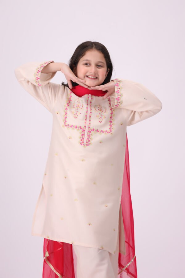 Nazneen – 3 Piece Embroidered Dress for Kids | Premium Festive Eastern Wear at Unbeatable Value - Image 5