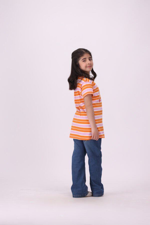 Stylish Girls Striped T-Shirt - Soft, Fun, and Vibrant - Image 4