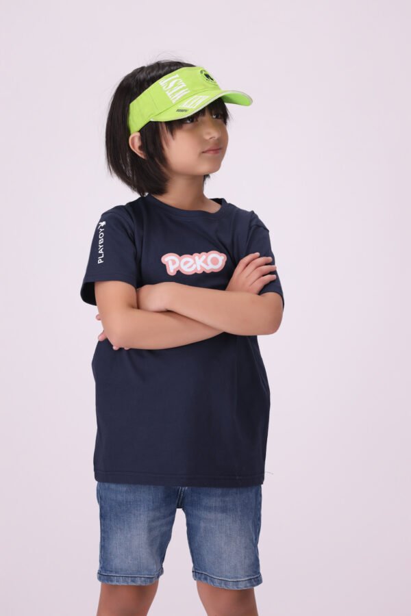 Premium Comfort & Style Peko Street Style Tee Navy Blue Minimalist T-Shirt for Kids - Image 5