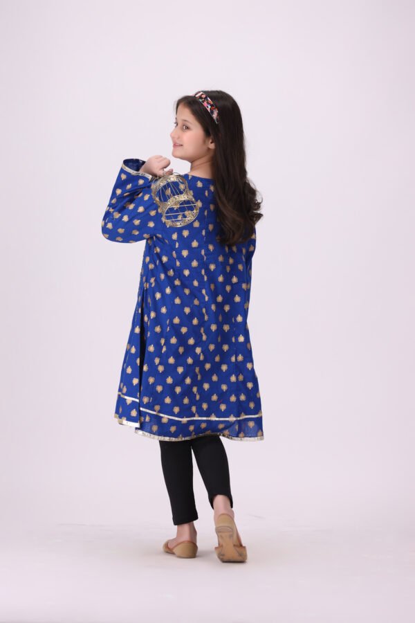 Rang-e-Falak – Royal Blue & Gold Frock for Kids | Premium Festive Elegance - Image 5
