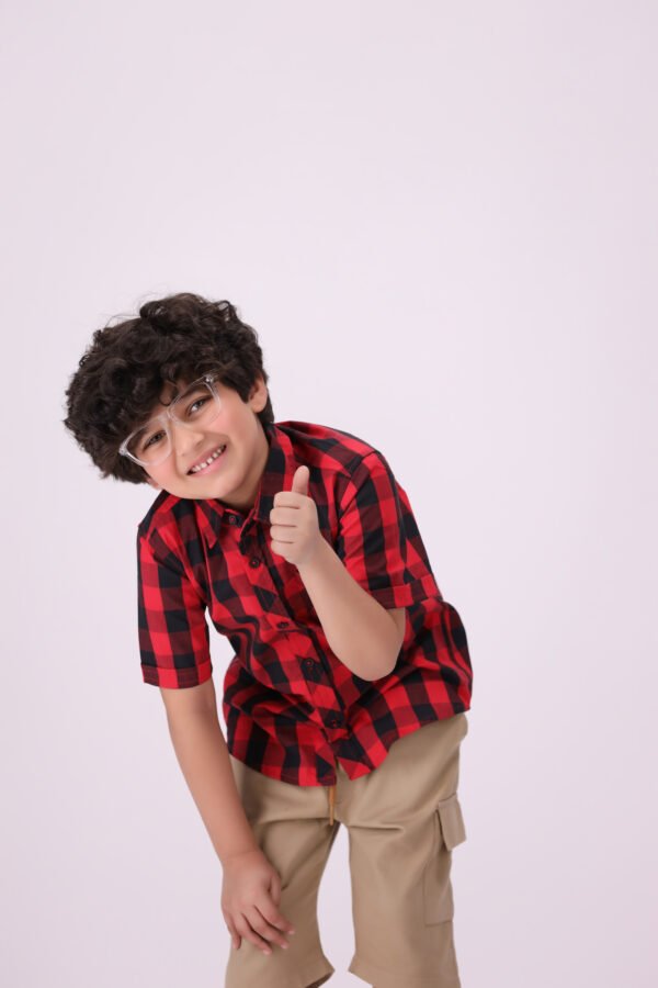 Timeless Red & Black Checkered Short-Sleeve Shirt for Kids - Image 4