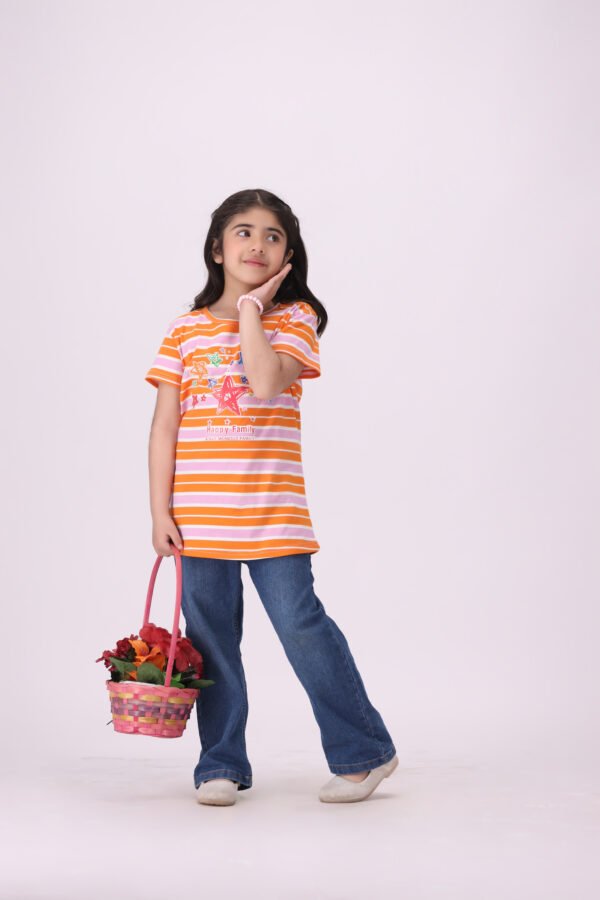 Stylish Girls Striped T-Shirt - Soft, Fun, and Vibrant - Image 9