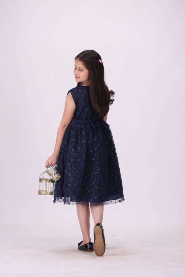 Cute & Elegant Gul-e-Neelam Frock  – Navy Blue for Little Princesses | Premium Festive Wear - Image 5