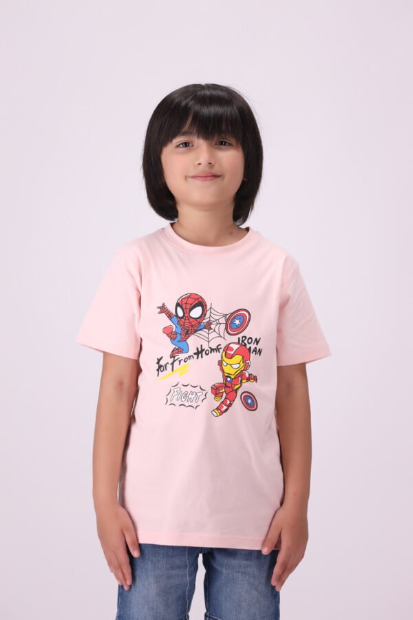 Premium Quality & Style Hero Squad Light Pink Marvel-Inspired T-Shirt for Kids - Image 2