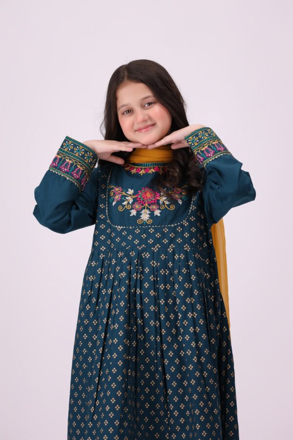 Zarish – 3 Piece Embroidered Dress for Kids: Royal Festive Elegance - Image 3