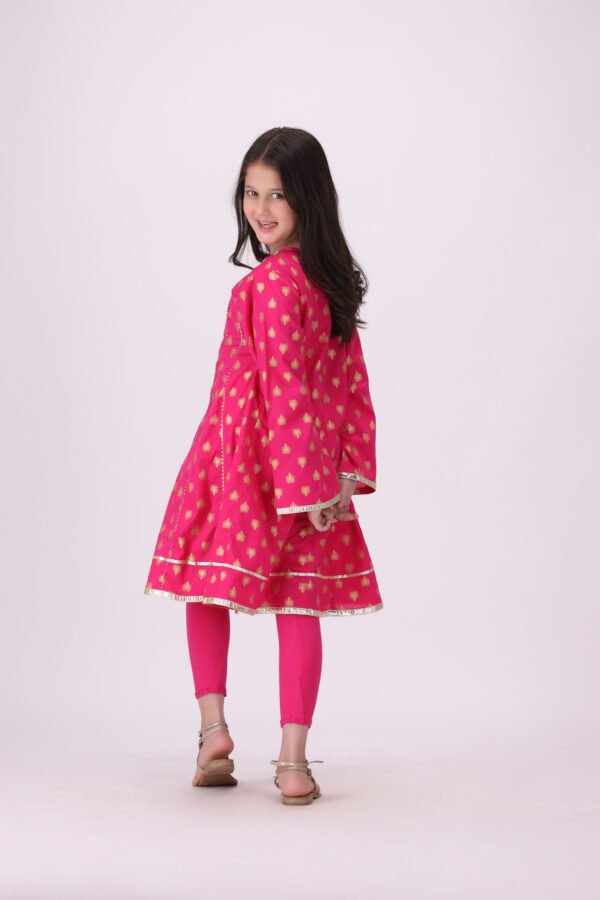Adorable Rang-e-Bahar – Pink & Gold Frock for Kids | Festive Style - Image 8
