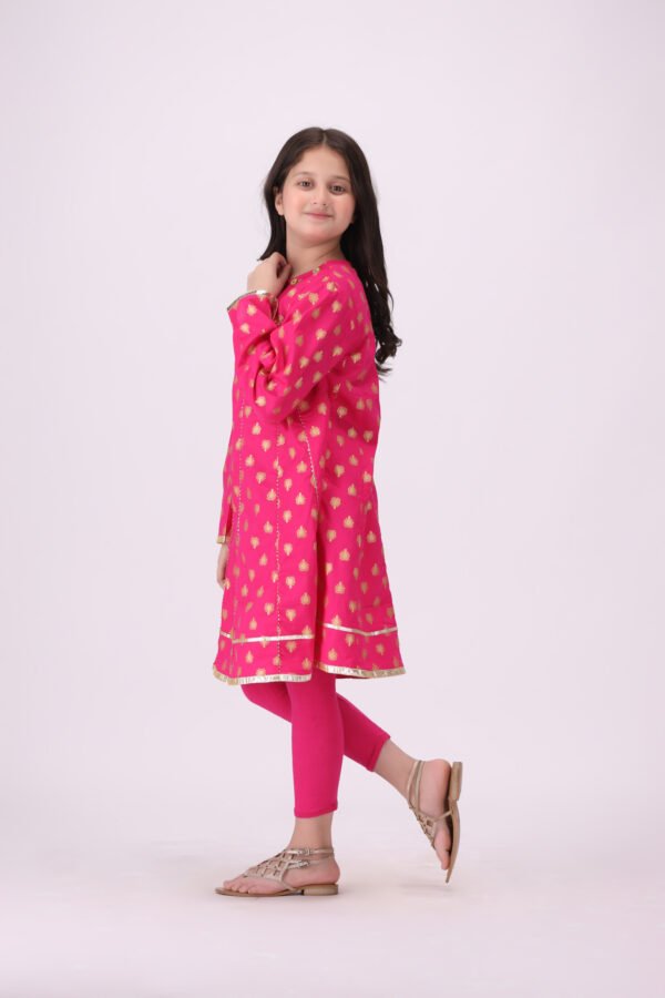 Adorable Rang-e-Bahar – Pink & Gold Frock for Kids | Festive Style - Image 6
