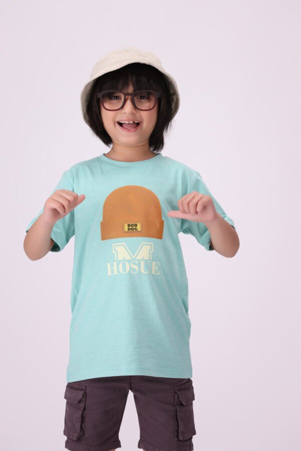 Cool Cap Graphic T-Shirt for Kids - Light Mint Green | Trendy Casual Wear - Image 2