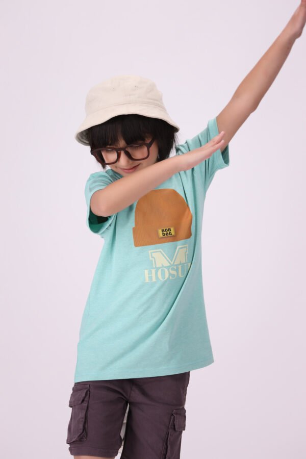 Cool Cap Graphic T-Shirt for Kids - Light Mint Green | Trendy Casual Wear - Image 3