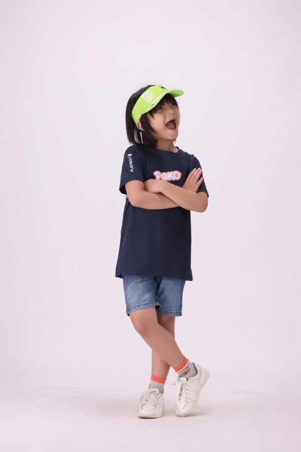 Premium Comfort & Style Peko Street Style Tee Navy Blue Minimalist T-Shirt for Kids - Image 2