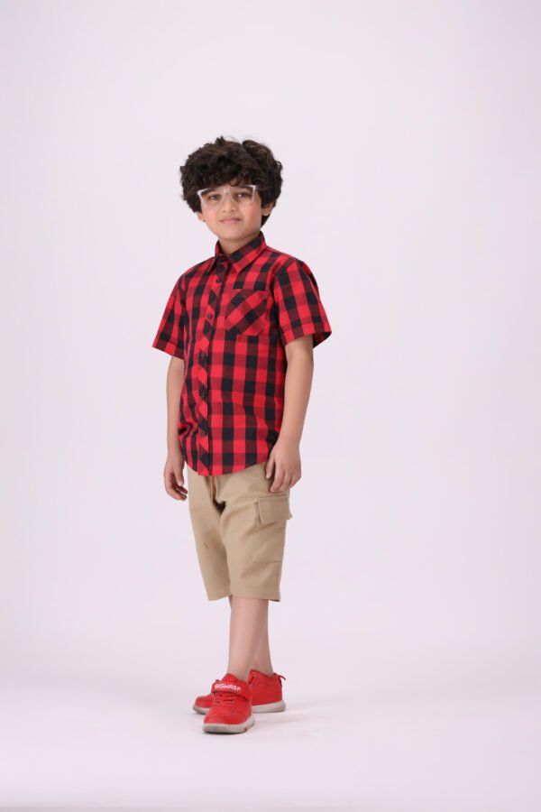 Timeless Red & Black Checkered Short-Sleeve Shirt for Kids - Image 3
