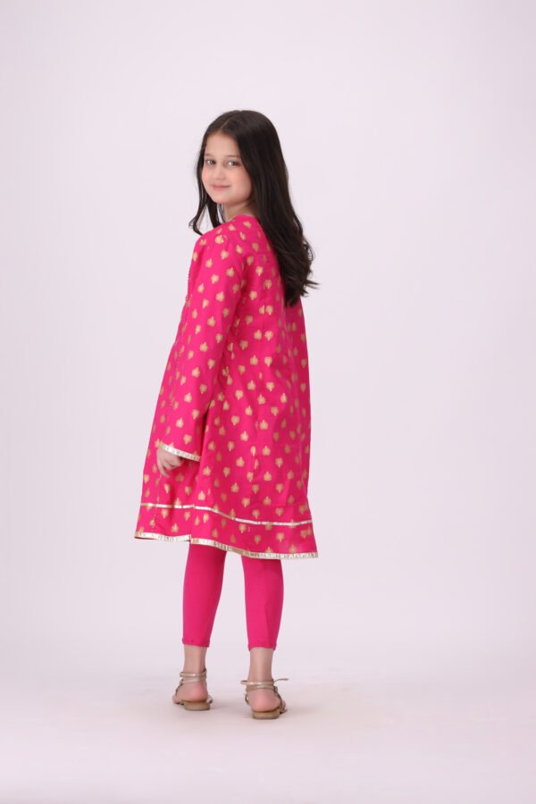 Adorable Rang-e-Bahar – Pink & Gold Frock for Kids | Festive Style - Image 4