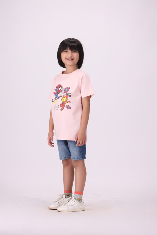 Premium Quality & Style Hero Squad Light Pink Marvel-Inspired T-Shirt for Kids - Image 3