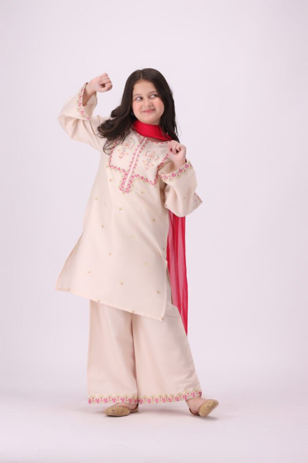 Nazneen – 3 Piece Embroidered Dress for Kids | Premium Festive Eastern Wear at Unbeatable Value - Image 2