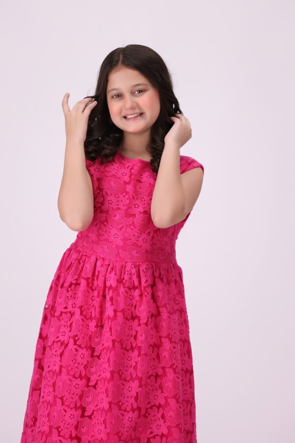 Cute & Elegant Mehak-e-Gulab Pink Frock for Kids | Premium Festive Wear - Image 2