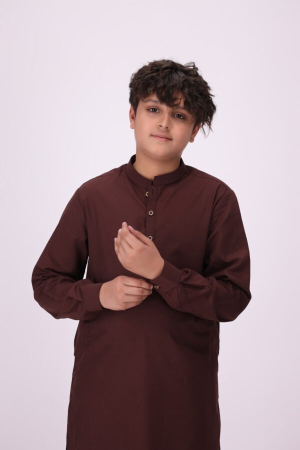 Boy's Chocolate Brown Kurta Pajama - Image 2
