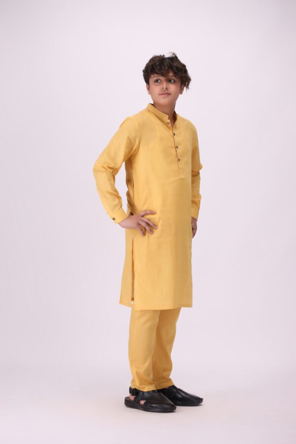 Boy's Mustard Kurta Pajama - Image 2
