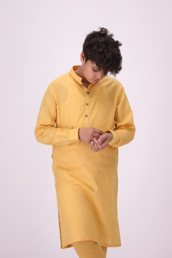 Boy's Mustard Kurta Pajama - Image 5