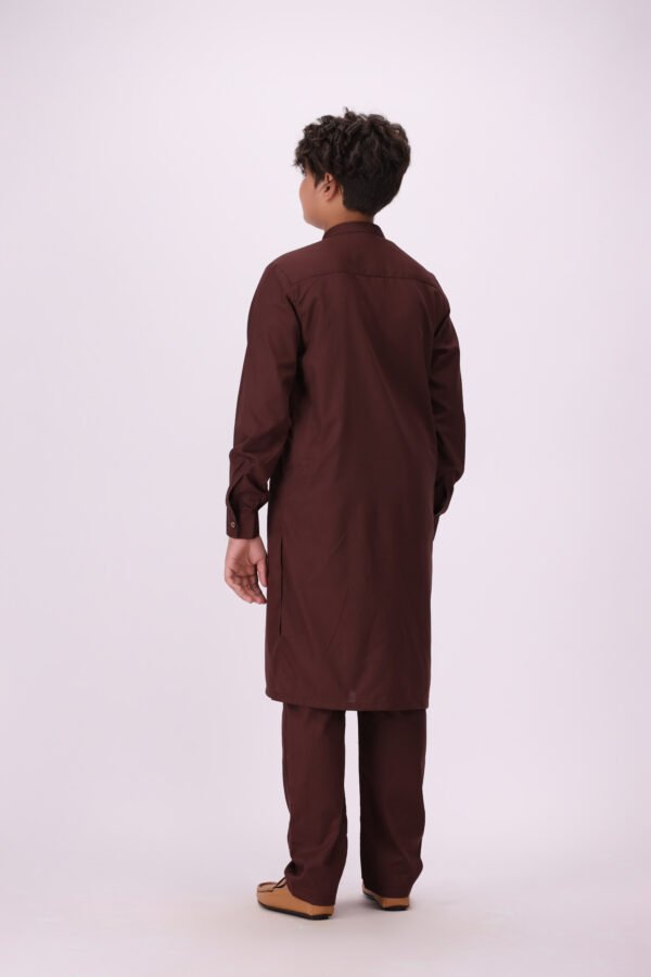 Boy's Chocolate Brown Kurta Pajama - Image 5