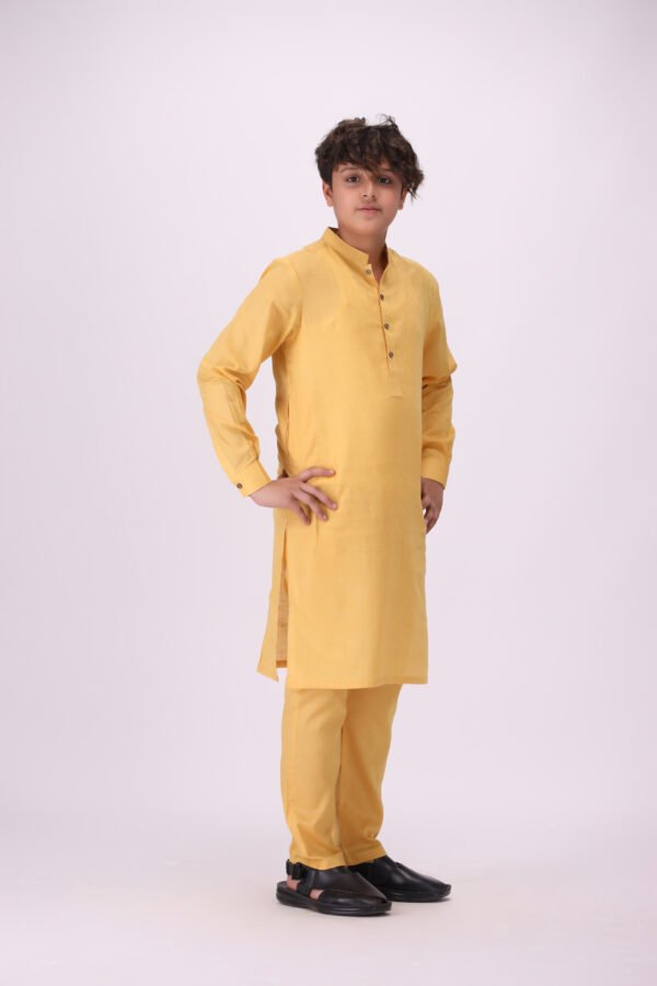 Boy's Mustard Kurta Pajama - Image 7